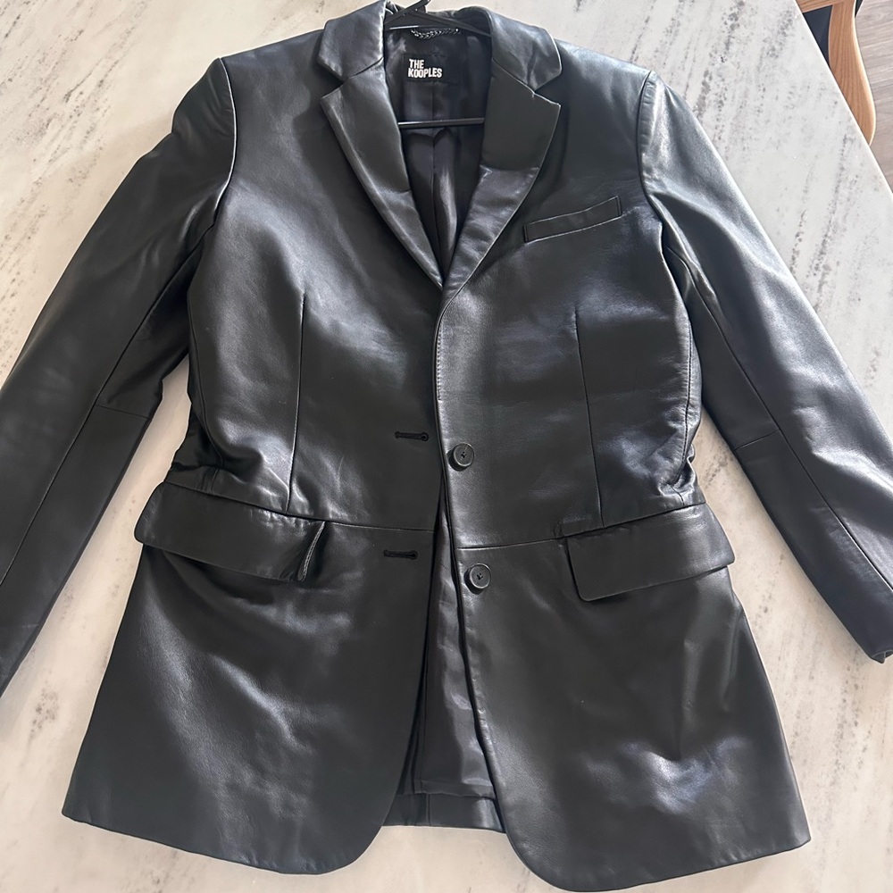 Women black leather blazer